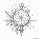 broken hour glass and compass tattoo design idea