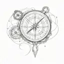 broken hour glass and compass tattoo design idea