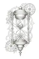 broken hourglass and compass tattoo design idea