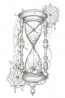broken hourglass and compass tattoo design idea