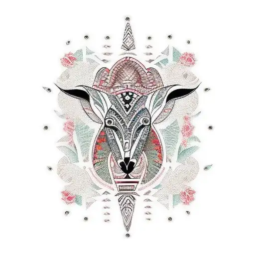 Kangaroo in a tribal body tattoo design idea