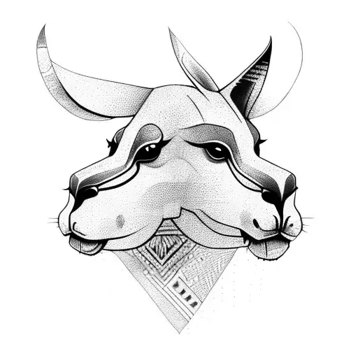 Kangaroo in a tribal mask tattoo design idea