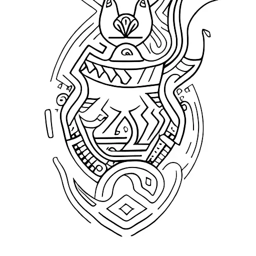 Kangaroo in a tribal body tattoo design idea