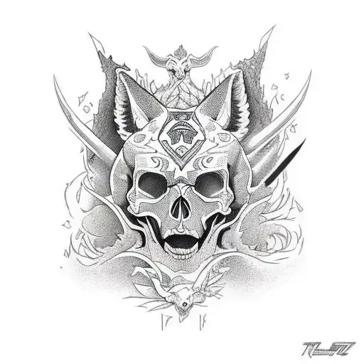 skull fox tattoo design idea