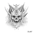 skull fox tattoo design idea