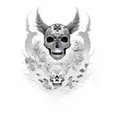 skull fox tattoo design idea