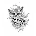 skull fox tattoo design idea