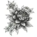 peony and jasmine flowers  tattoo design idea