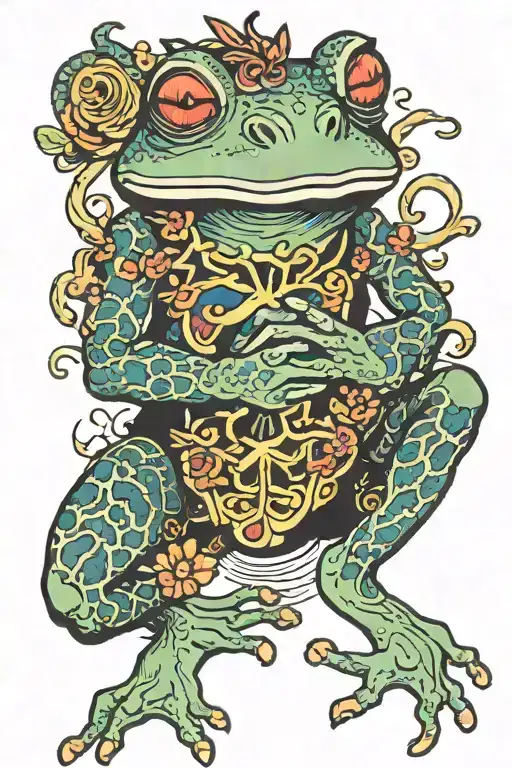 frog smoking tattoo design idea