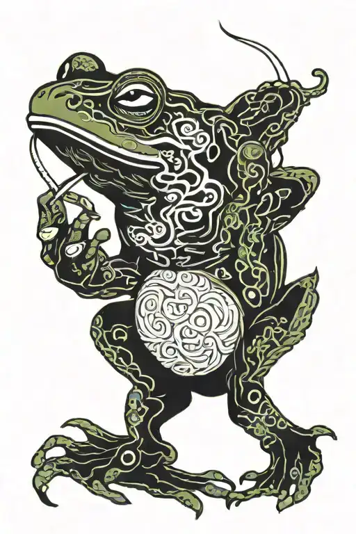 Frog smoking tattoo design idea