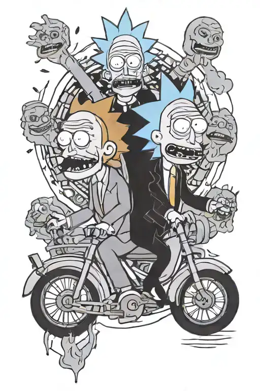 rick and morty see bojack horseman on tv  tattoo design idea