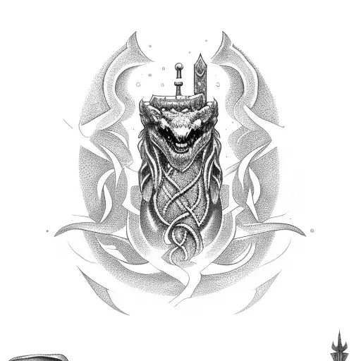 jörmungandr and Mjölnir tattoo design idea