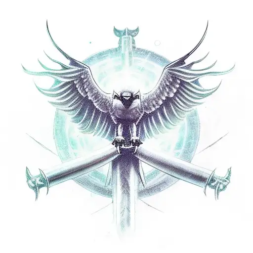 vulture with warrior body summoning demon tattoo design idea