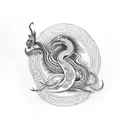 Tattoo over the arm with the world serpent (Jörmungandr) Nodran mythology it is said to look big and aggressive tattoo design idea