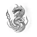 Tattoo over the arm with the world serpent (Jörmungandr) Nodran mythology it is said to look big and aggressive tattoo design idea