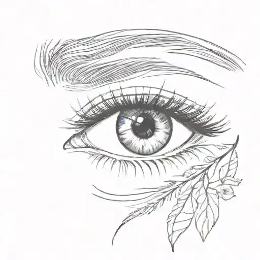 pretty crying eye with defined eye brow and long eyelashes tattoo design idea