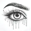 crying eye with eye brow and long eyelashes winged eyeliner 1 big tear drop  tattoo design idea