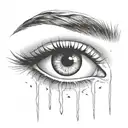 crying eye with eye brow and long eyelashes winged eyeliner 1 big tear drop  tattoo design idea
