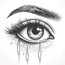 crying eye with eye brow and long eyelashes winged eyeliner 1 big tear drop  tattoo design idea