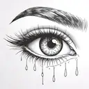 crying eye with eye brow and long eyelashes winged eyeliner 1 big tear drop  tattoo design idea
