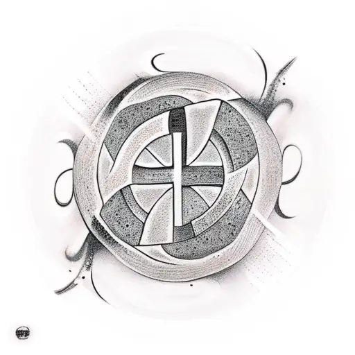 Yin and Yang upside down cross tattoo design idea