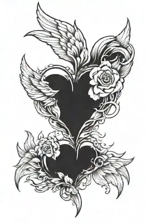 broken heart with wings spread tattoo design idea