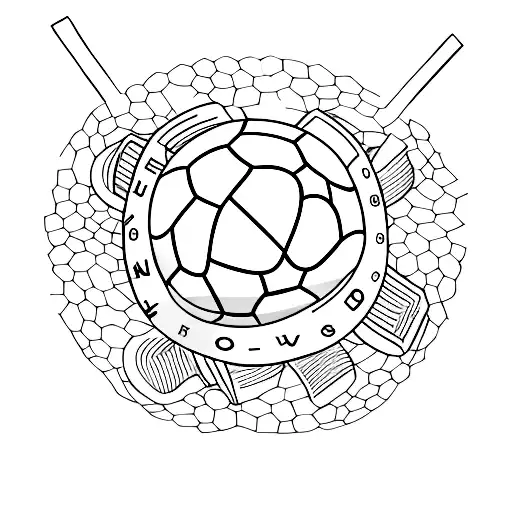 A minimalist tattoo of a soccer ball with a coffee cup and a book on either side tattoo design idea