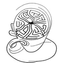 A minimalist tattoo of a soccer ball with a coffee cup and a book on either side tattoo design idea