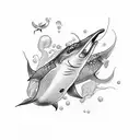 A tattoo showcasing a serene underwater scene with a stingray and various marine life in a dotwork style tattoo design idea