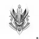 Dragão em cima do martelo do Thor tattoo design idea