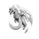 Dragão em cima do martelo do Thor tattoo design idea