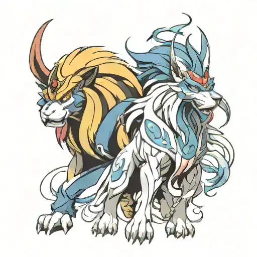 Entei Raikou and Suicune Pokemon tattoo design idea