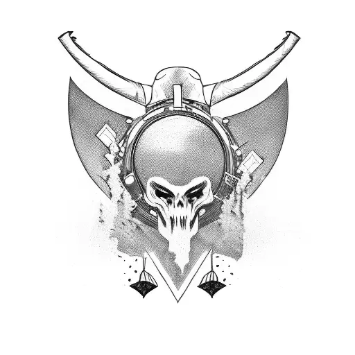 rock guitar boy evil horn metal drummer tattoo design idea