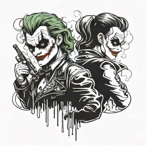 joker and harley quinn tattoo design idea