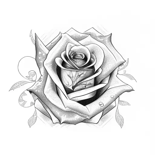 rose on a stem with a breast cancer ribbon with a dove and a cross tattoo design idea