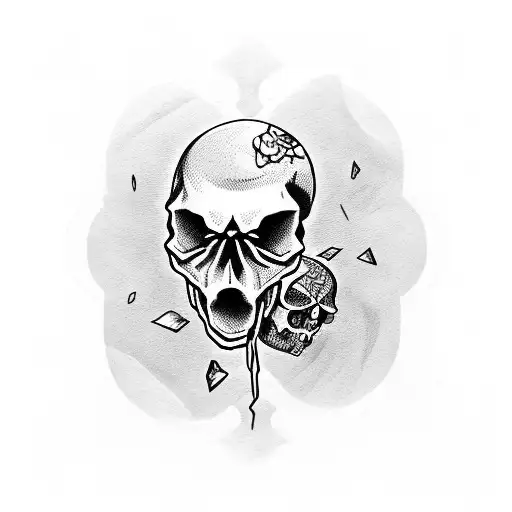 Skull hands with broken hourglass tattoo design idea