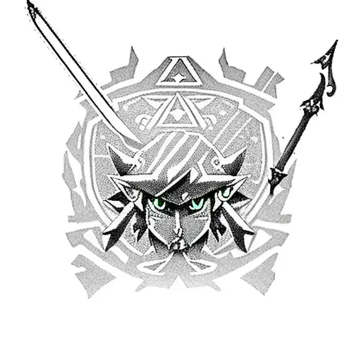 legend of Zelda link with sword tattoo design idea