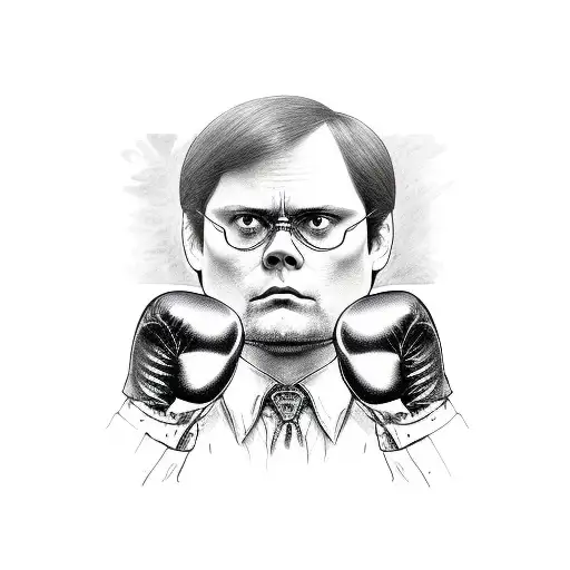 Dwight schrute with boxing gloves on tattoo design idea