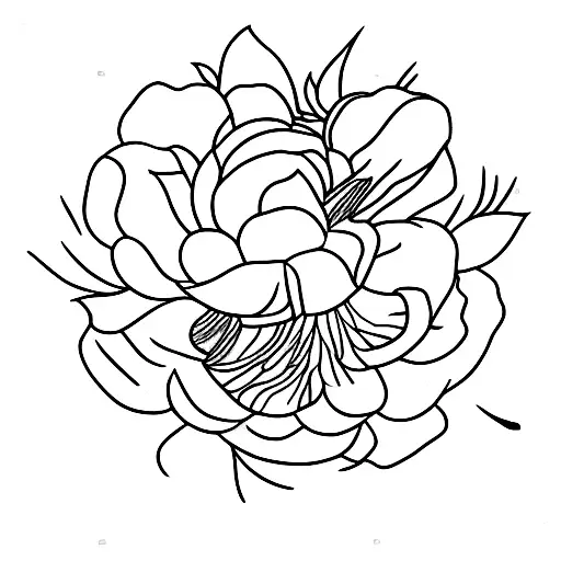 Japanese back line art with peonies tattoo design idea