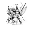4 warriors, one samurai, one Viking, one Templar knight, and one spartan tattoo design idea
