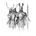 4 warriors, one samurai, one Viking, one Templar knight, and one spartan tattoo design idea