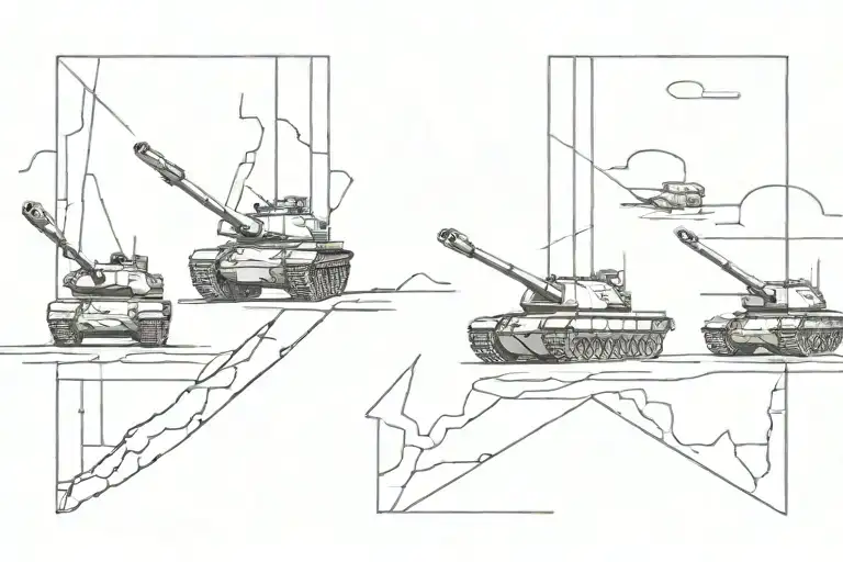 Battlefield and tanks tattoo design idea