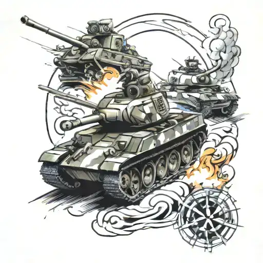 Battlefield and tanks tattoo design idea