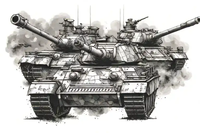 Battlefield and tanks tattoo design idea