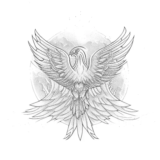 Phoenix over city skyline tattoo design idea