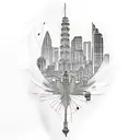 Phoenix city skyline  tattoo design idea