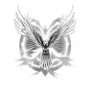 Phoenix over skyline tattoo design idea
