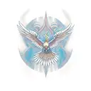Phoenix over skyline tattoo design idea