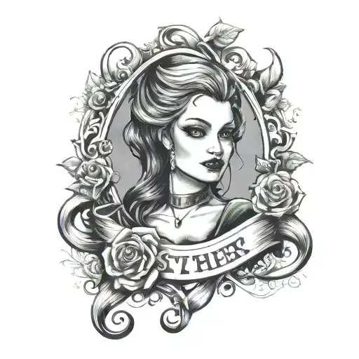 goth Slytherin pinup tattoo design idea