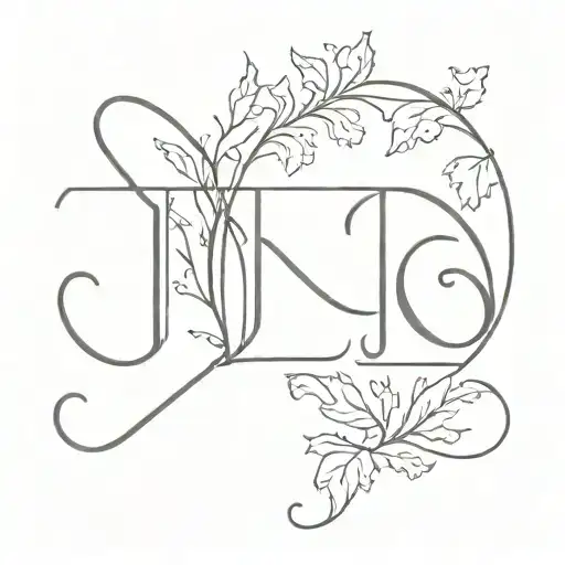 initials J & K continuous line  tattoo design idea